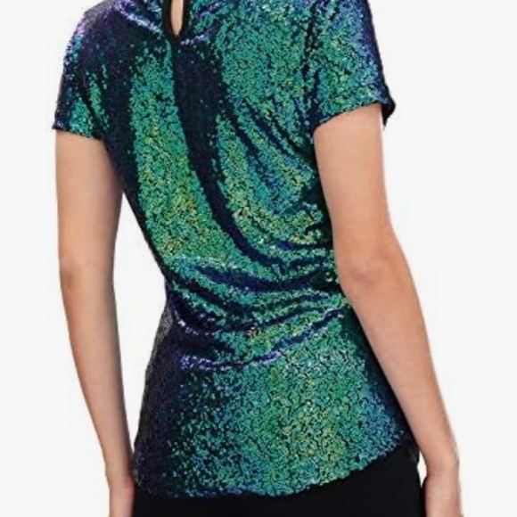 Spadehill Mermaid Green Sequined Top Size S - Picture 6 of 10
